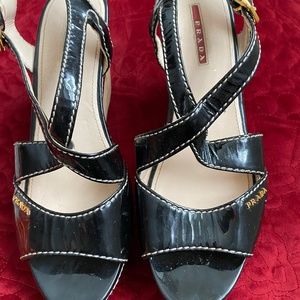 Authentic Prada cork heel wedge sandal